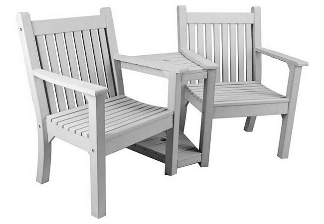 Image of Winawood Sandwick 2 Seater Wood Effect Love Seat - Stone Grey