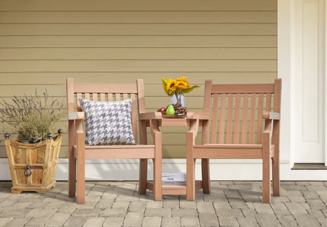 Image of Winawood Sandwick 2 Seater Wood Effect Love Seat - Teak Finish