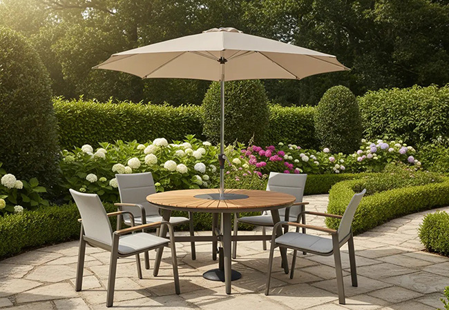 Image of Garden Living Cozumel 4 Seater Round Dining Set by Woodlodge