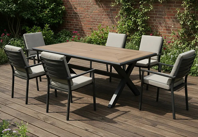 Image of Garden Living Montreal Deluxe 6 Seater Dining Set by Woodlodge - NO PARASOL