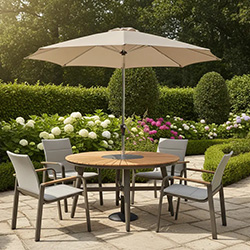 Small Image of Garden Living Cozumel 4 Seater Round Dining Set by Woodlodge