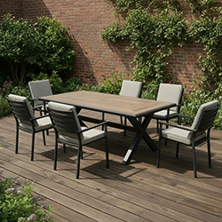 Small Image of Garden Living Montreal Deluxe 6 Seater Dining Set by Woodlodge - NO PARASOL