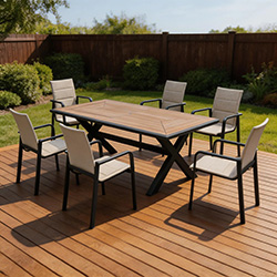 Small Image of Garden Living Montreal 6 Seater Dining Set by Woodlodge - NO PARASOL